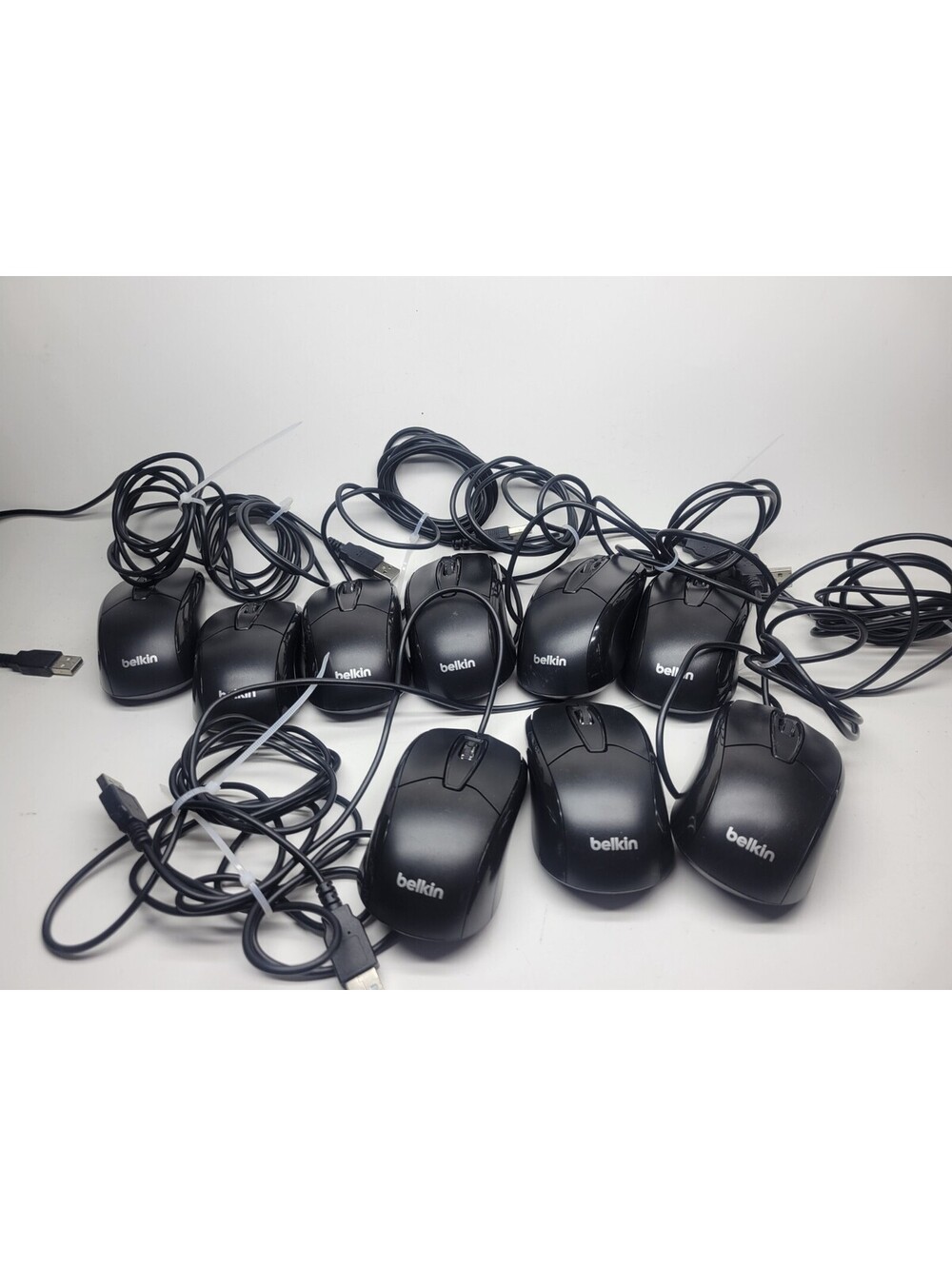 Lot of 9 Belkin 3 Button Scroll Wheel Optical Mouse F5M010QBLK